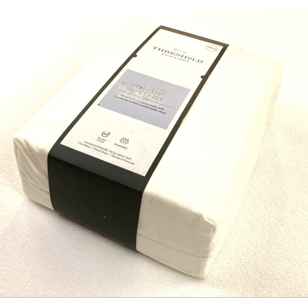 Twin XL Sheet Set 500 Thread Count  Ivory Threshold NWT